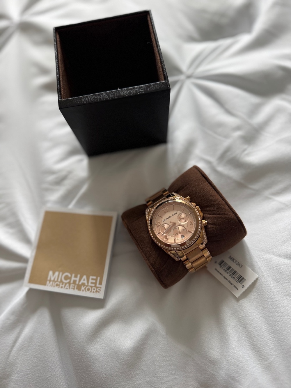 Michael Kors Womens Rose Gold Crystal Watch